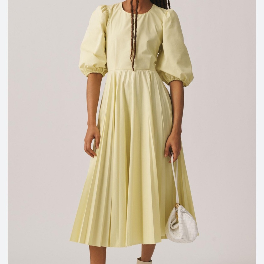 Beatrice B Pleated Yellow Dress - Picture 4 of 15